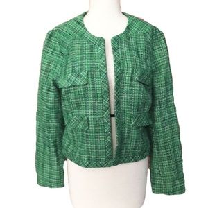 Cynthia Rowley Green Tweed Cropped Jacket